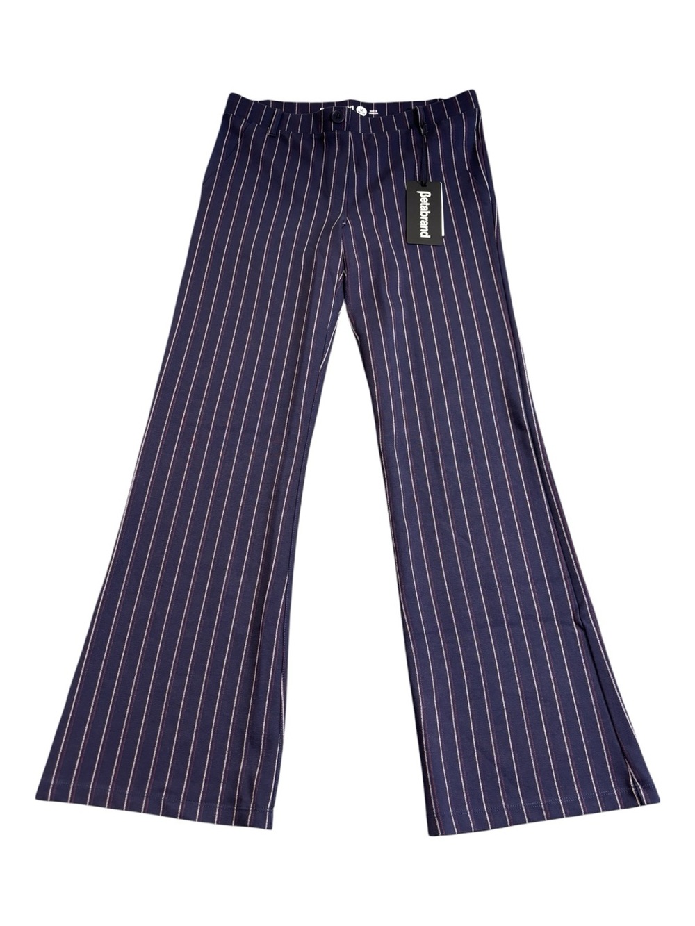NWT Betabrand Dress Pant Yoga Pants Pinstripe Wide Leg Navy M Petite